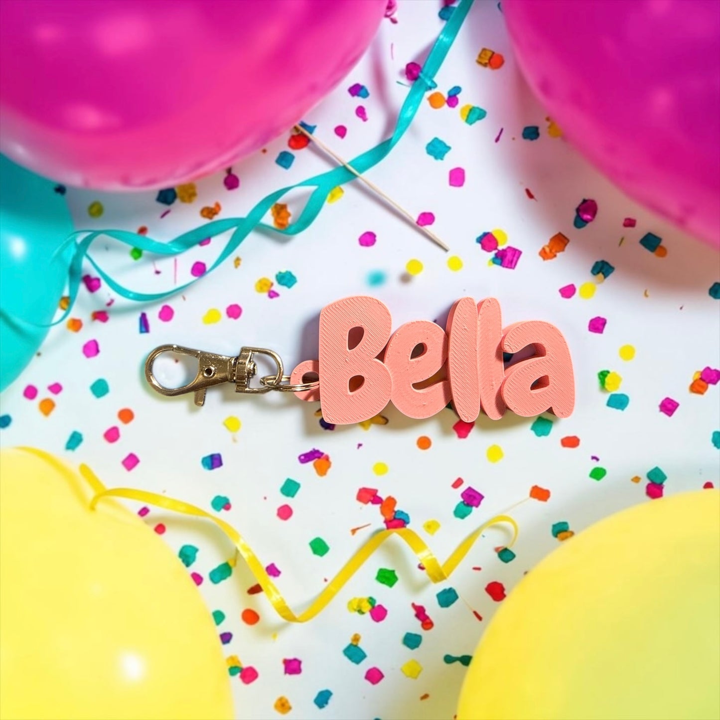 Custom Bubble Name Keychain & Bag Charm