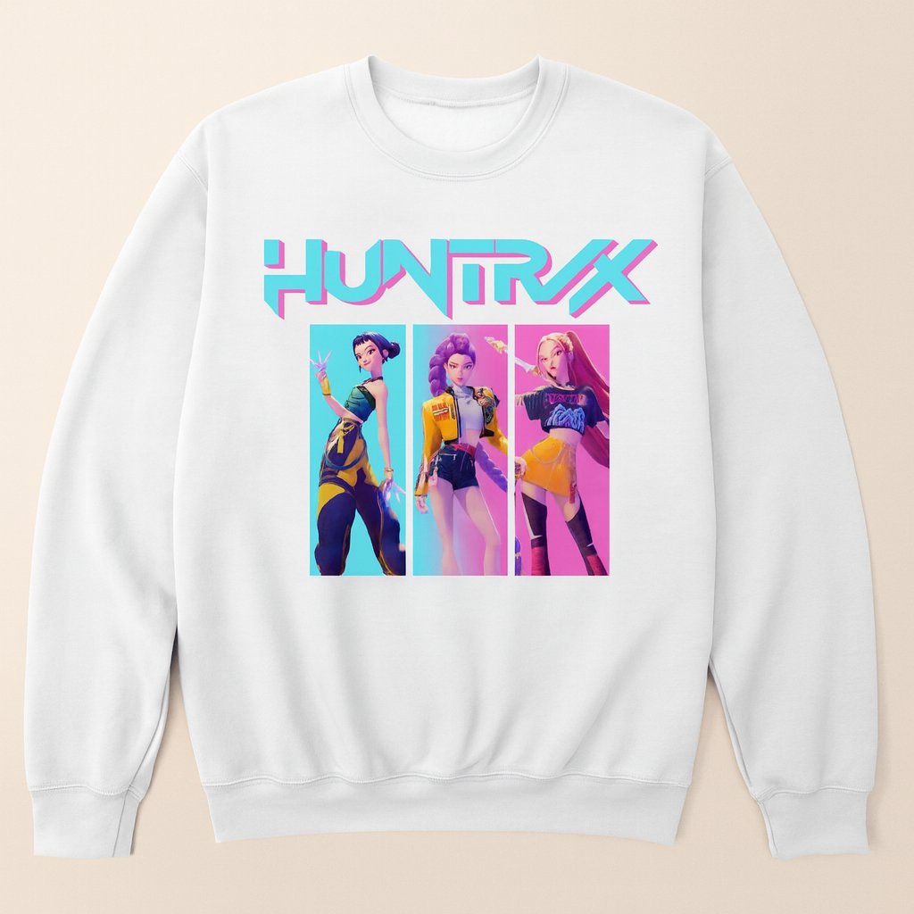Kids Demon K-Pop Huntrix Sweatshirt – White | Trending K-Style Streetwear