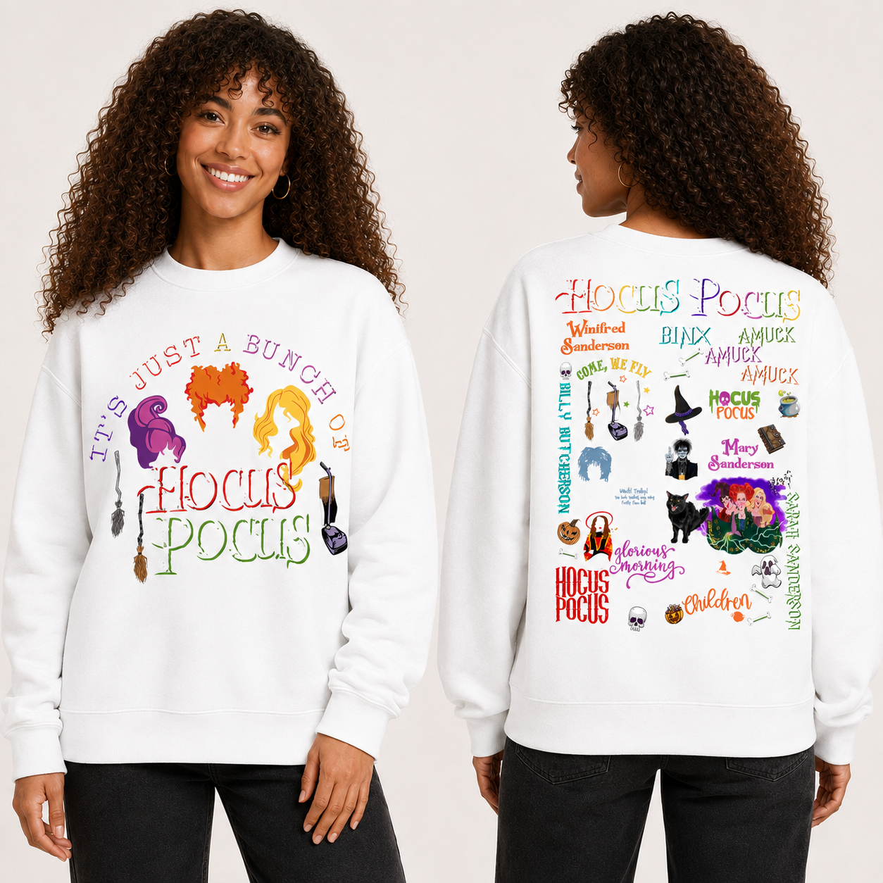 Double-Sided Hocus Pocus Inspired Halloween Sweatshirt