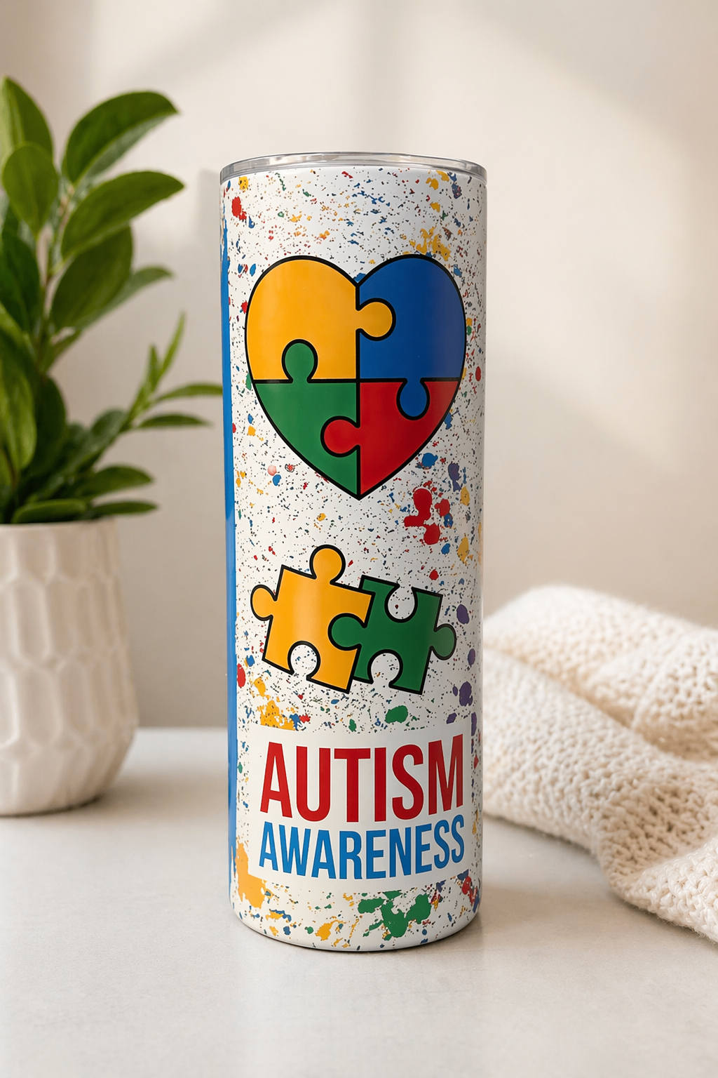 Autism Awareness Puzzle Heart Tumbler