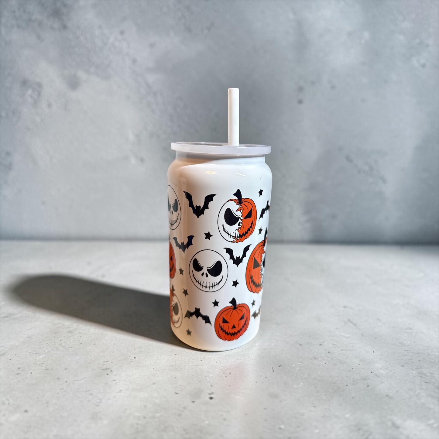 Jack-O’-Lantern Mischief Beer Can Tumbler